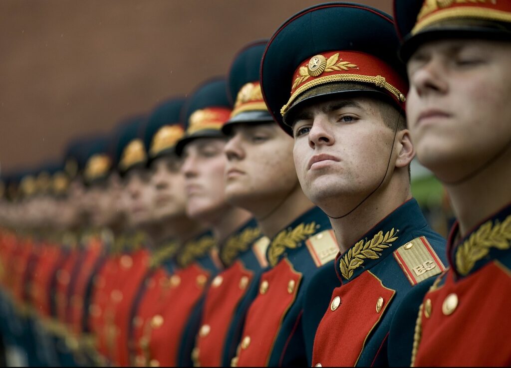 russian men, honor guard, soldiers